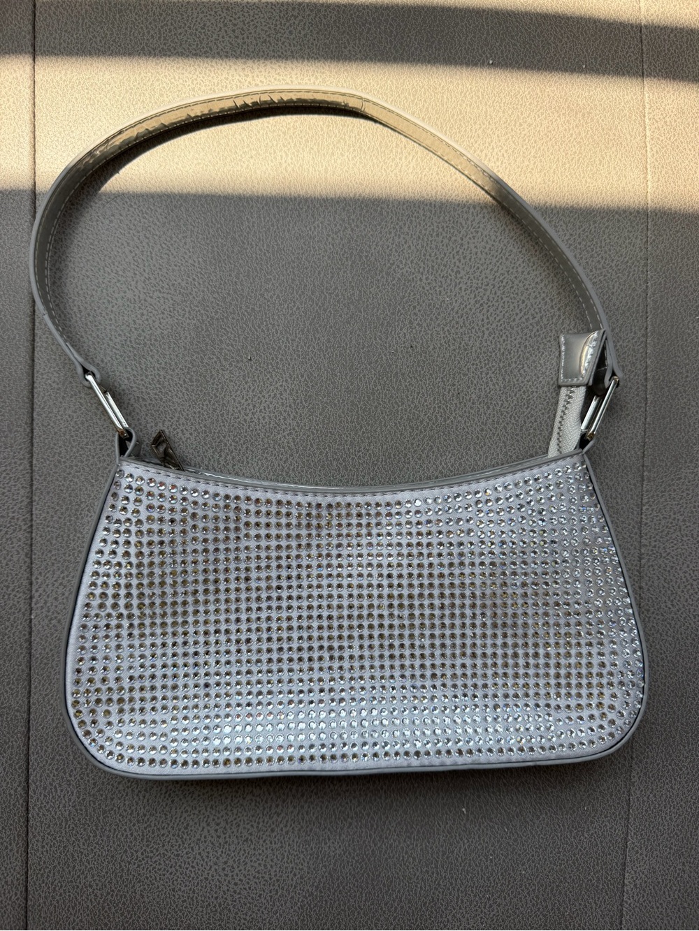 Silver Rhinestone Mini Shoulder Bag NWOT Y2K Sparkle Crystal Handbag Streetwear